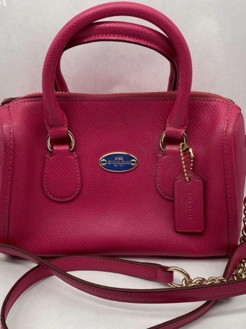Coach Hot Pink Leather Satchel with Chain Strap